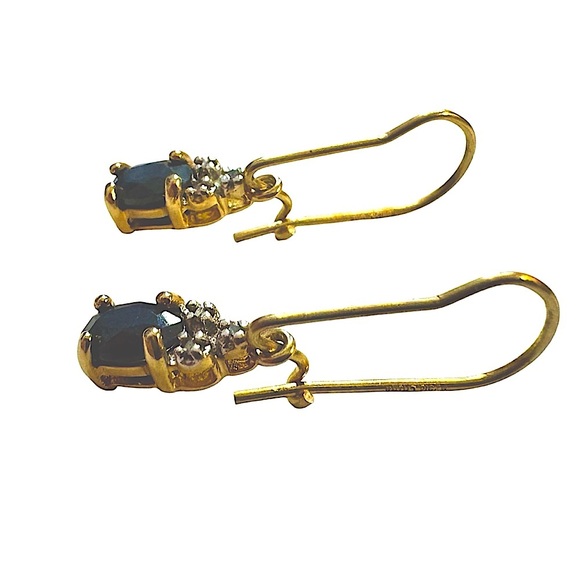 Ross-Simons | Sapphire & Diamond Gold Vermeil Earrings - Picture 10 of 13